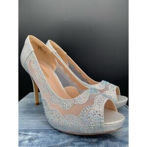 NEW DREAM PAIRS Women's Divine-01 High Heels Silver Size 9.5